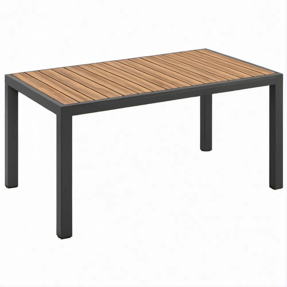 Prostokątny stół jadalniany 150 x 90 x 75 cm z litego drewna akacjowego i aluminium, brązowo-antracytowy
