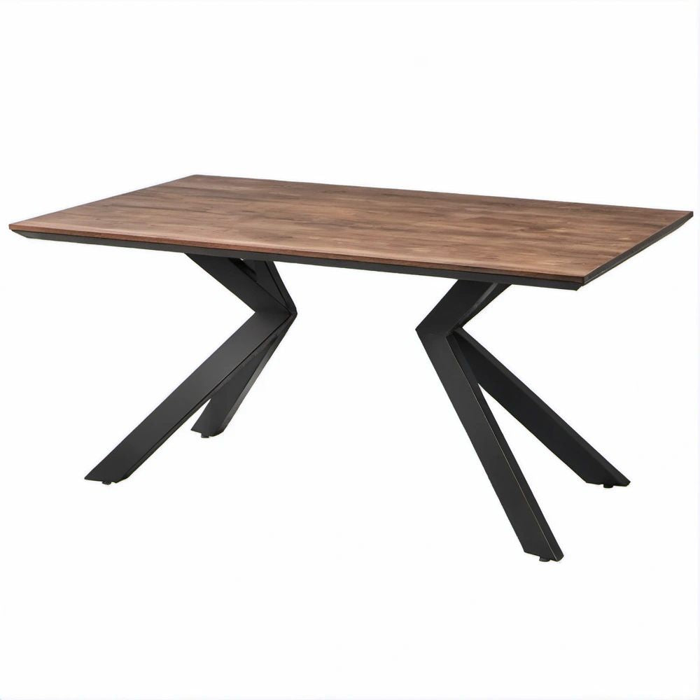 Prostokątny stół 180 x 90 x 75 cm, blat orzechowy, czarne stalowe nogi