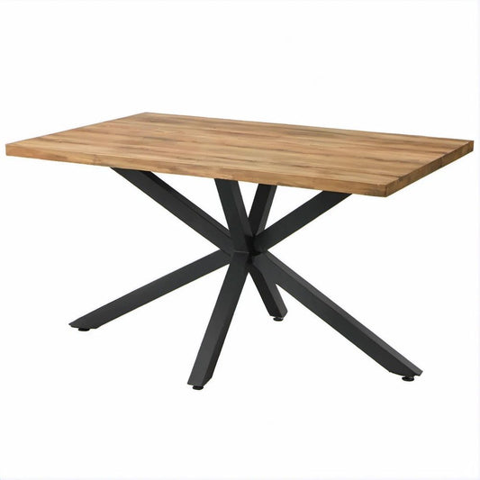 Prostokątny stół brązowy z litego drewna akacjowego i czarnej stali 180 x 90 x 75 cm