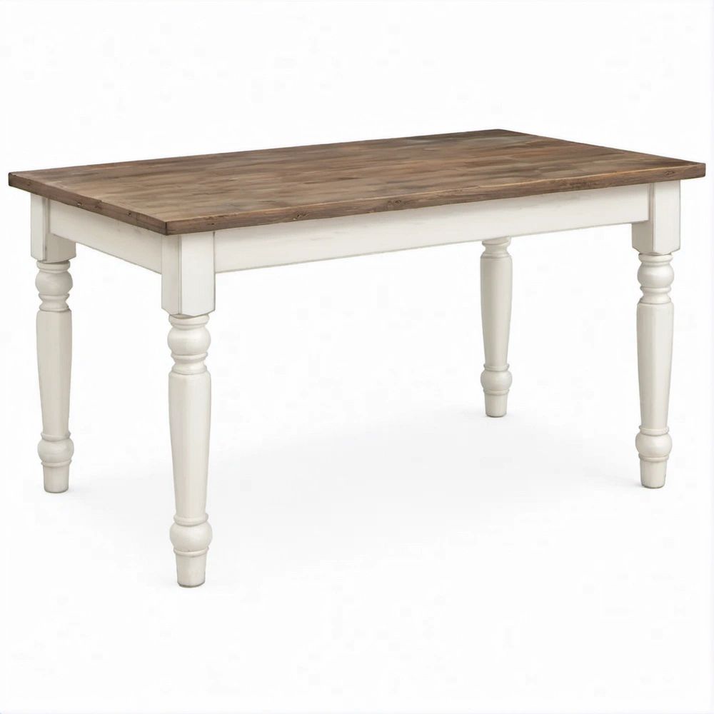 Prostokątny stół jadalniany z litego drewna sosnowego 160 x 90 x 76 cm brązowo-biały
