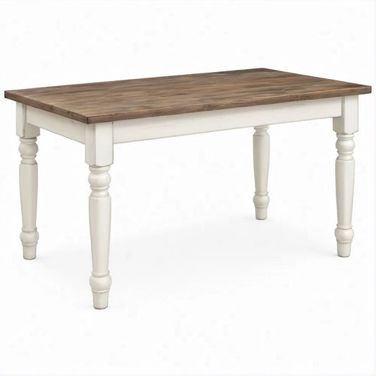 Prostokątny stół jadalniany z litego drewna sosnowego 160 x 90 x 76 cm brązowo-biały